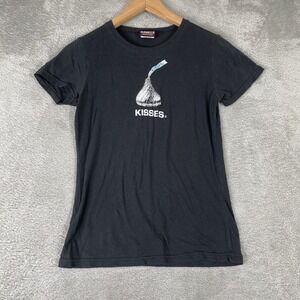 Vintage Hersheys Kisses Shirt Womens Small Black Graphic Tee Y2K Candy Novelty